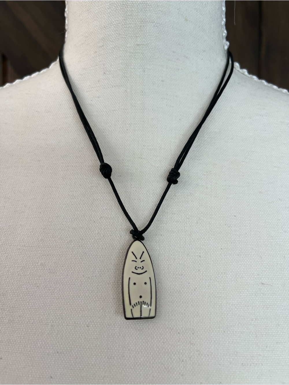 Adjustable Black Cord Tribal Totem Pendant Necklace Boho Unisex